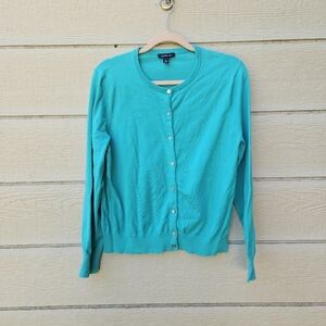 Lands' End green cardigan large